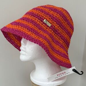 NWT Trina Turk Vibrant Striped Crochet Bucket Hat